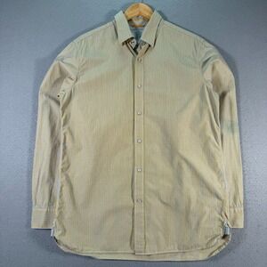 Banana Republic Pearl‎ Snap Shirt Mens Medium Slim Fit Yellow Stripes Comfort